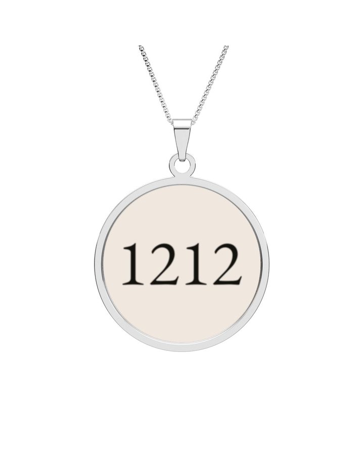 1212 angel number necklace, one inch stainless steel pendant on a chain